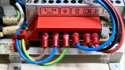 Wired properly. A terminal cover prevents touching the mains terminals.