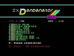 The main menu of the Dandanator, with a collection of my favorite games.