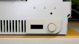 The control panel, mounted to the front of the case.